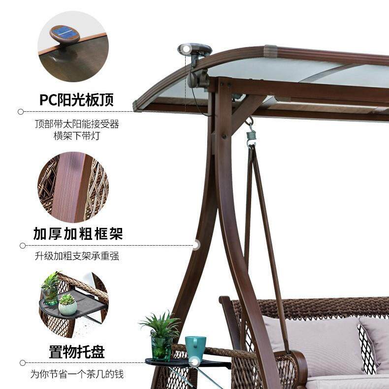 现货秋千户外庭院PE编藤双人吊椅防水防晒仿藤摇篮椅别墅阳台藤椅