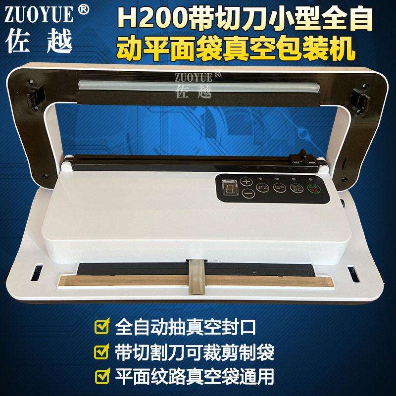 H200带切刀小型全自动平面袋真空包装机食品光面袋抽真空封口机