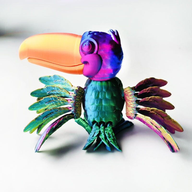 儿童男孩玩具仿真动物模型3d打印鸟关节可动现货长嘴巴小鸟巨嘴鸟