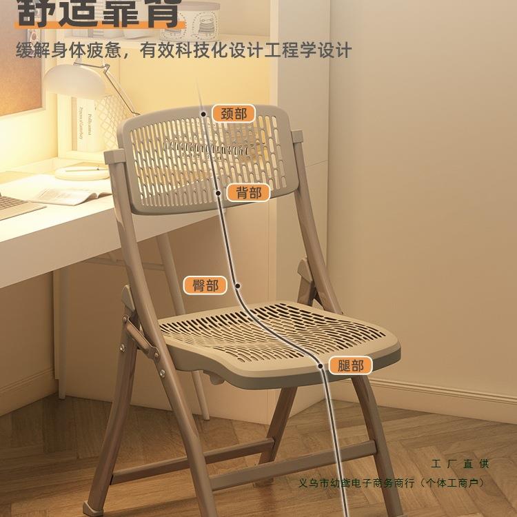 折椅子RUE简易加厚塑料凳靠子家用电脑办叠公椅便携餐椅背躺椅宿