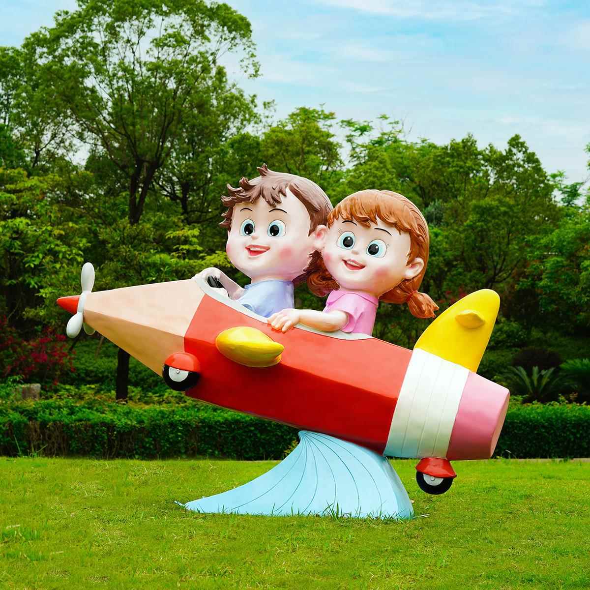 户外读书娃娃雕儿JEX塑玻璃钢门幼园儿草坪口童乐园装饰品落地大