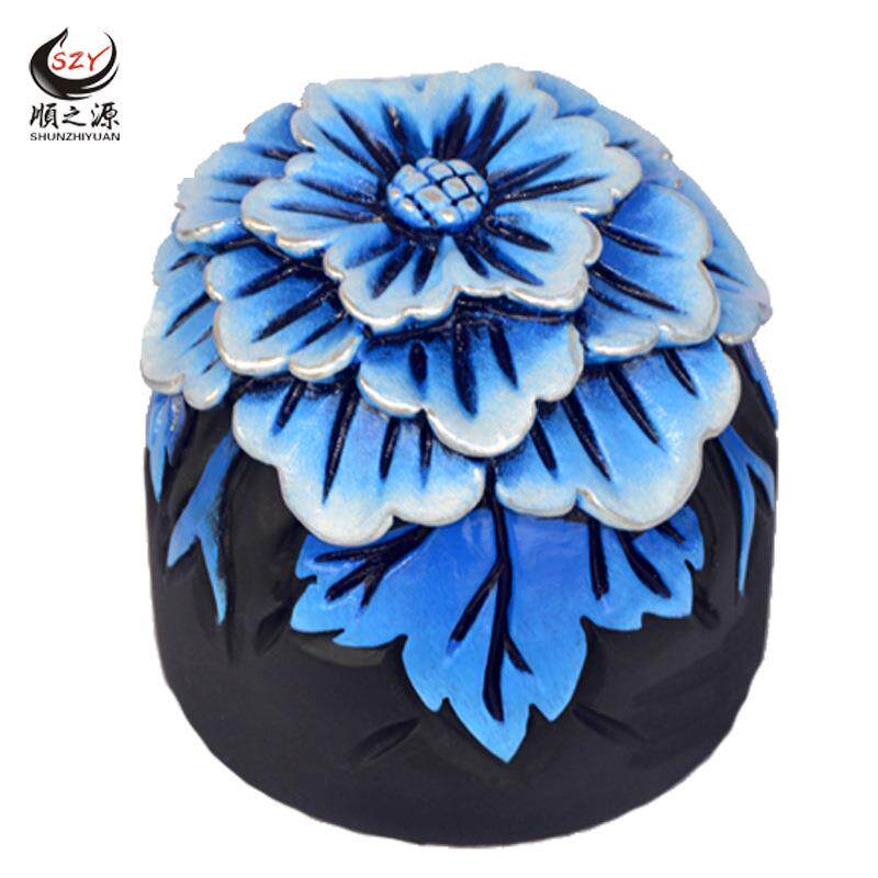 汽车显示屏摆件中控台车载 芙蓉花活性炭雕汽车装饰品l除异味摆件