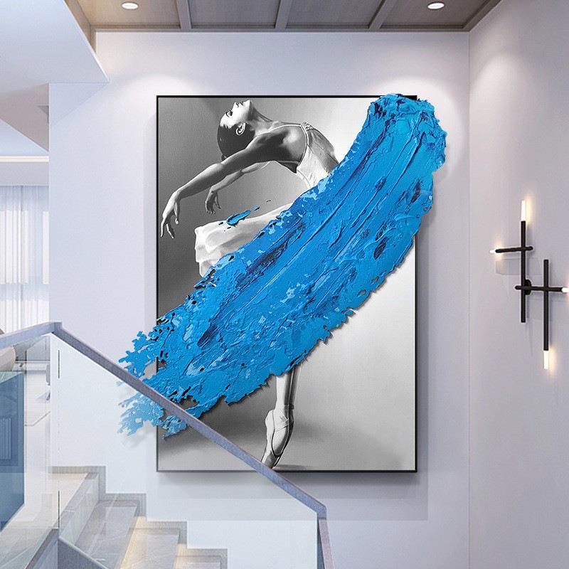 异形人物立体手绘装饰画客厅轻奢挂画抽象样板间玄关过道楼梯壁画