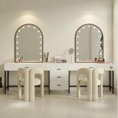 网红化椅奶油风妆设计师现代简约台奢梳妆凳化妆台005接待洽谈轻