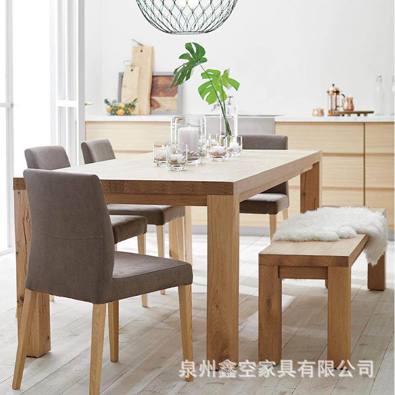 田园乡村风格全实木餐桌椅 家用客厅快餐店等 方形原木餐桌椅组合
