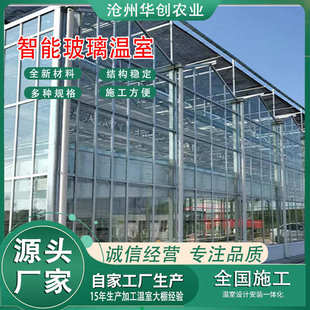 蔬菜种植展览大棚 智能玻璃温室 热镀锌骨架温室大棚