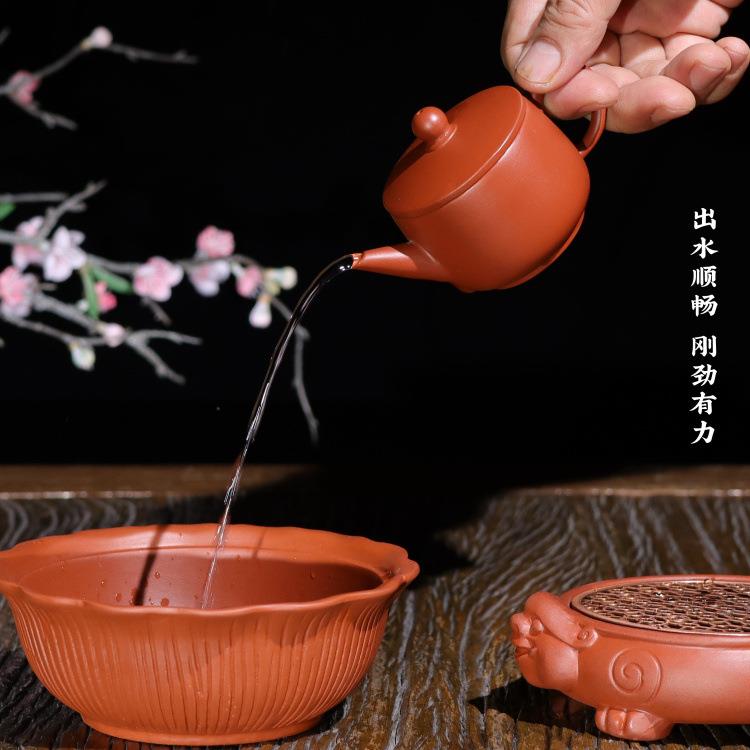 潮州原矿朱泥手拉壶工夫茶具小茶壶小品壶乌龙茶单丛茶壶三杯壶