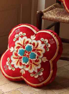 婚抱枕一对沙发客压结床VFS主卧婚房布置男方色靠垫结厅婚用品红