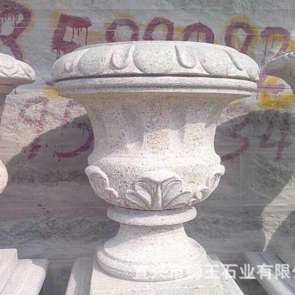 景观石雕花盆小型花钵 花岗岩石雕花钵 石材雕刻小型花钵