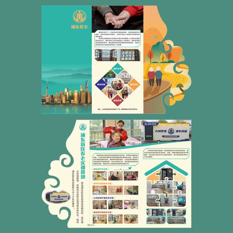 养老院简章异形广告健康教育知识关爱老年人宣传单手册三折页印刷