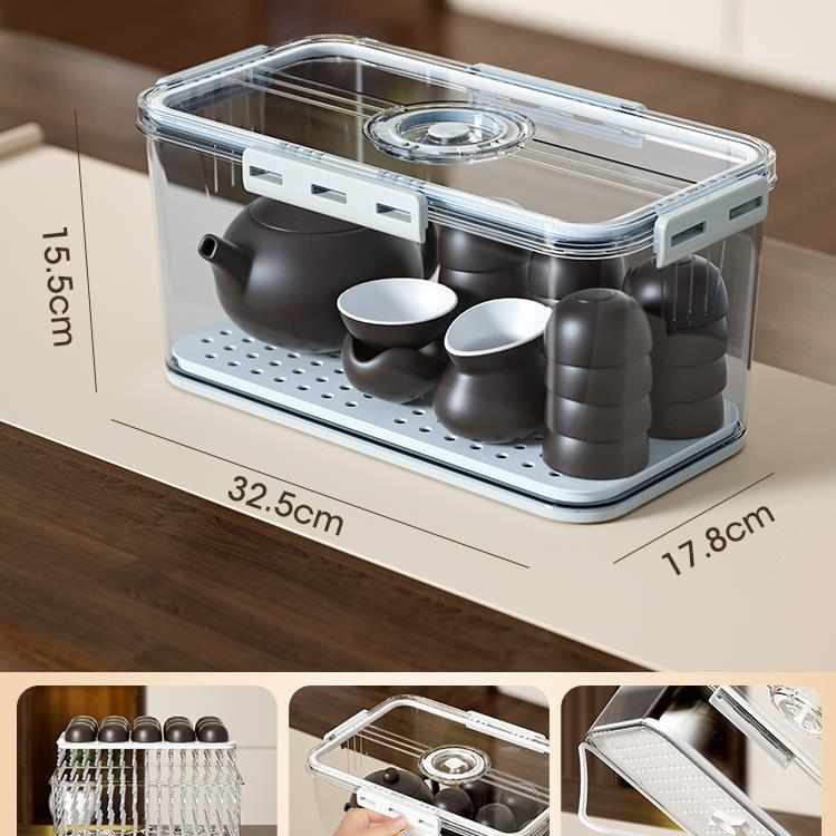茶具茶杯收纳盒防尘透明放装杯子置物架功夫茶壶酒杯带盖橱柜新款