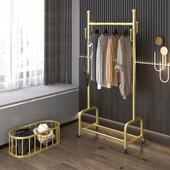 衣架落地卧室挂衣架家用轻奢客厅衣帽架可移动带轮晾衣服架子陶琪