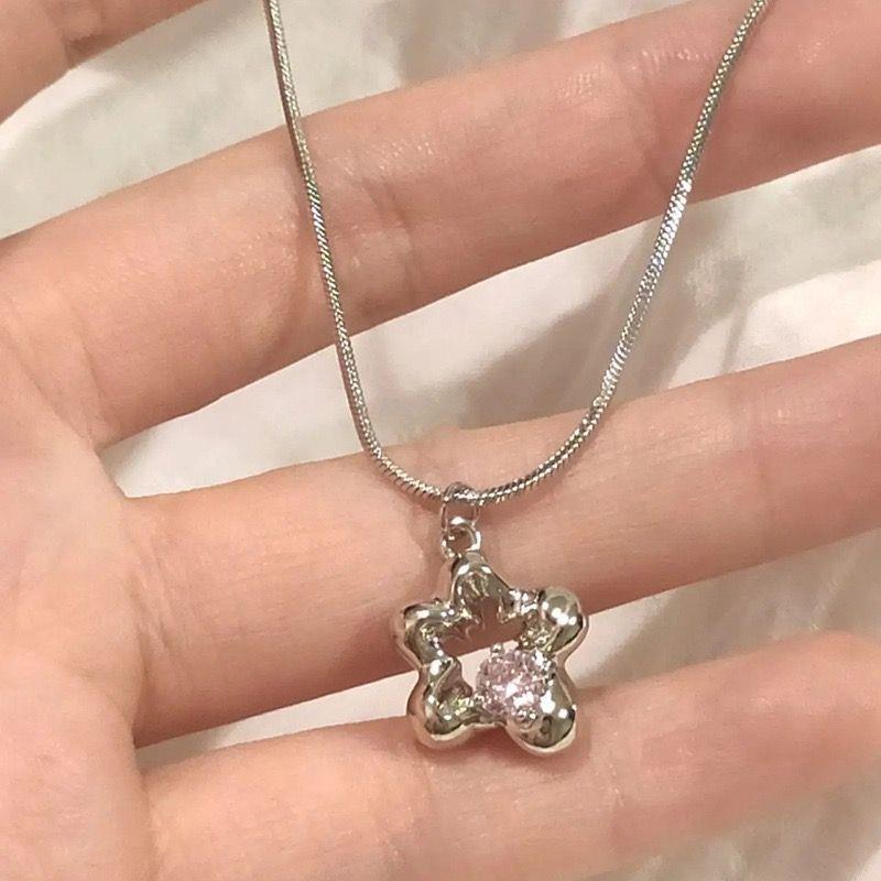 新款锆石花朵项链女小众