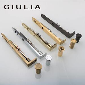GIULIA黄铜金色暗装天地8寸插销双开门子母门12寸暗插大门固定插