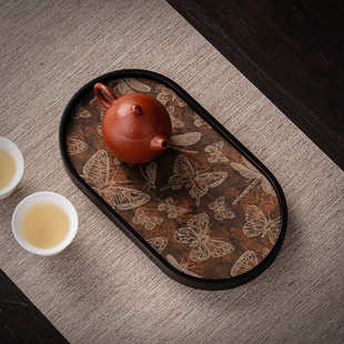 国风轻奢杯托陶瓷茶道配件隔热垫文玩 吸水速干茶杯垫茶托新中式