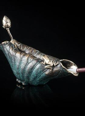 新中烟式荷叶多功能灰铜缸创意家同12063360个性时尚铜收居纳摆件