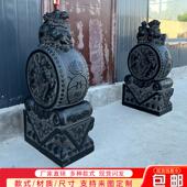 家用石狮子门墩麒麟石墩貔貅门口古做抱鼓石青石门鼓一对旧石雕
