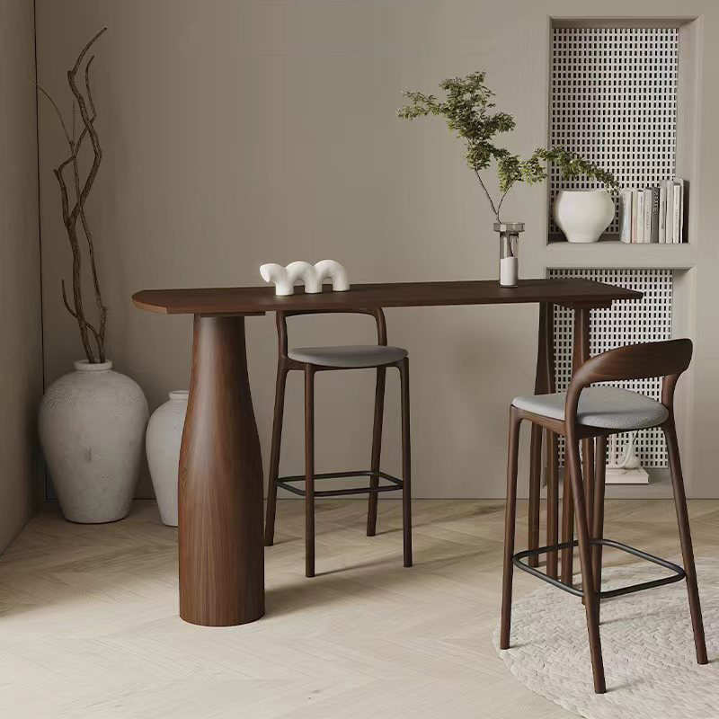 北欧全实木吧台桌客厅阳台创意靠墙长条吧桌简约家用隔断高脚桌椅
