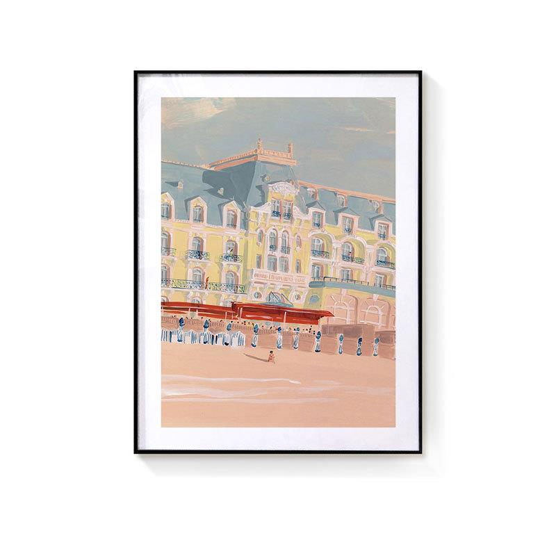 北欧复古小众loft自然风景公园装饰画卡通简笔绘画森林挂画客厅