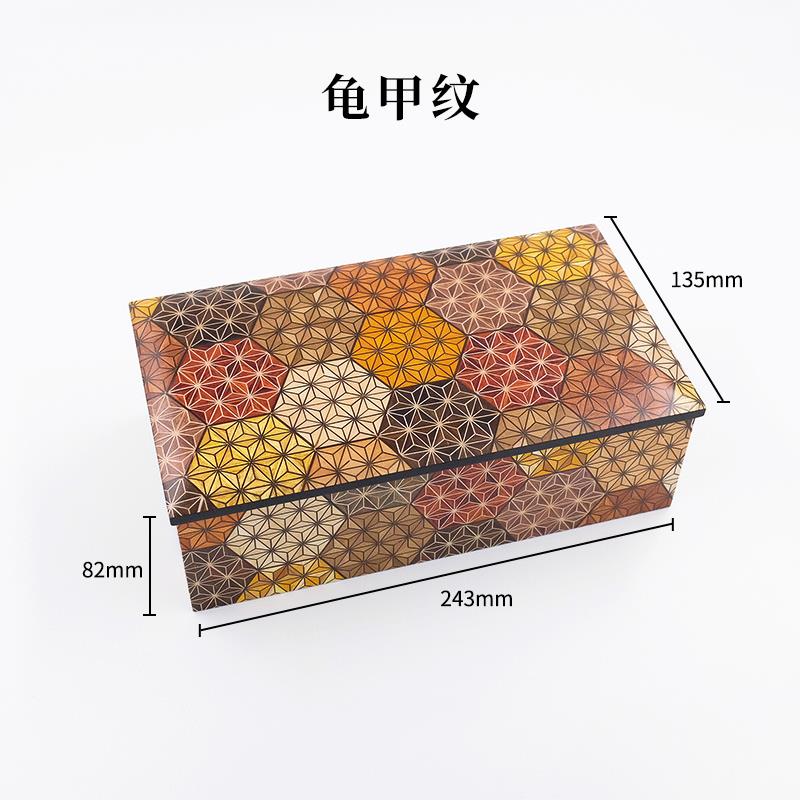 高档日本寄木细工手工实木首饰盒寸2层8附镜环戒耳指收纳情人盒节