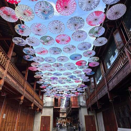 防雨防晒古风油纸伞饭店户外室内装饰伞吊顶中国风古典伞灯道具伞