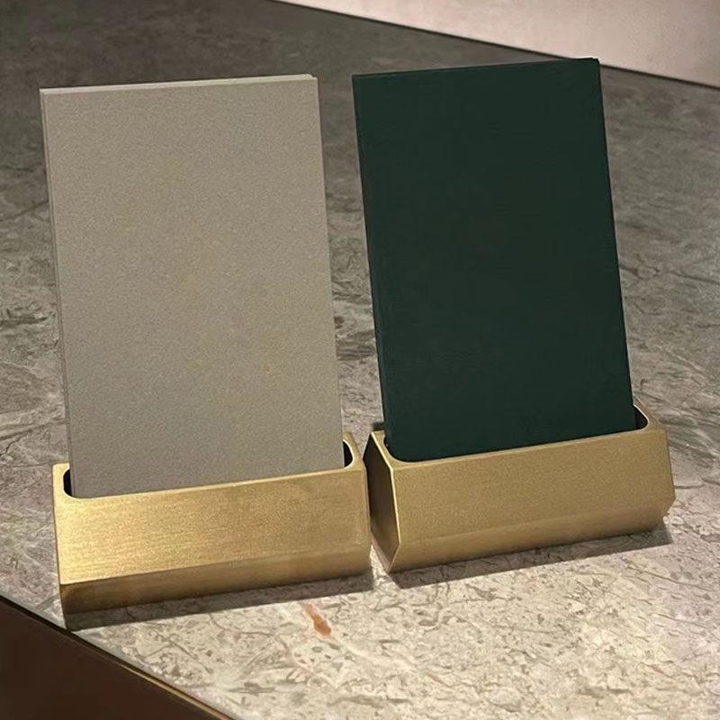 黄铜名片盒前台高端台卡名片夹男商务摆放架大容量卡片架座展示架
