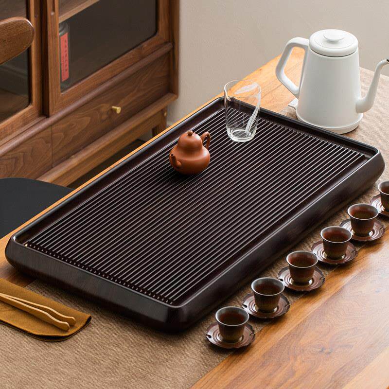 实木托盘家用现代简约红木功夫茶具大黑檀木整体茶几