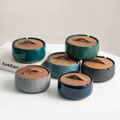 读途陶瓷创意个性 潮流带盖防飞灰大号烟灰缸办公室家用收纳摆件