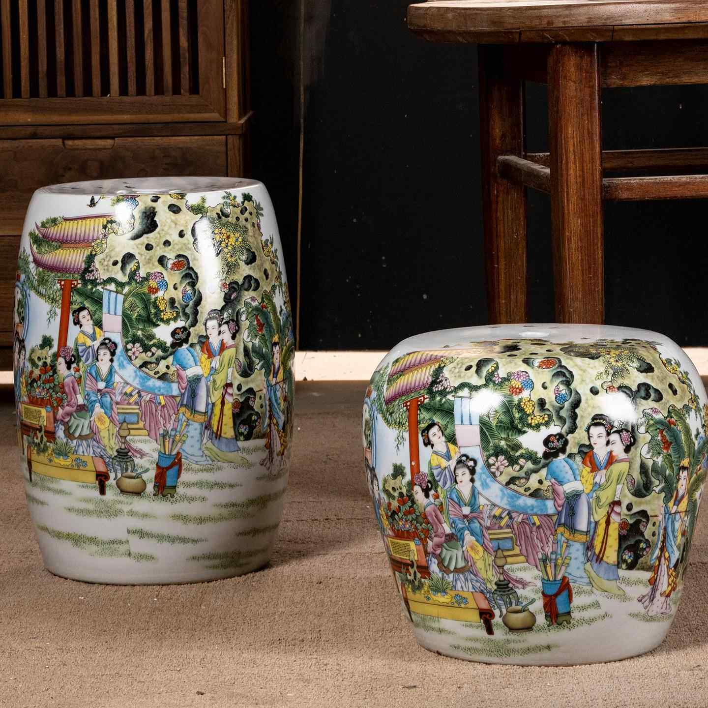 雨彤家居“十二金钗”明清古典陶瓷鼓凳茶几凳仿古陶瓷凳茶室凳.