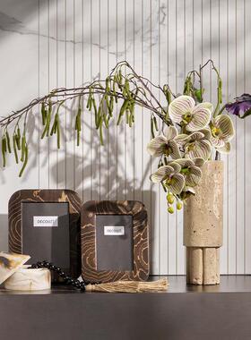 轻奢木质烤漆高级感长方形艺术相框6寸高级感画框玄关床头柜摆台