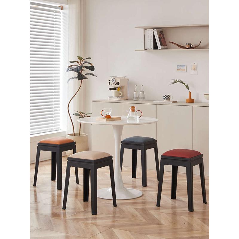 塑料凳子现代简约叠放备商用家用加厚方凳餐桌子高凳用胶凳板凳可