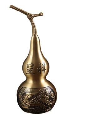 纯铜精雕龙凤呈祥葫芦摆件开盖空心百福葫芦客厅办公室装饰工艺品