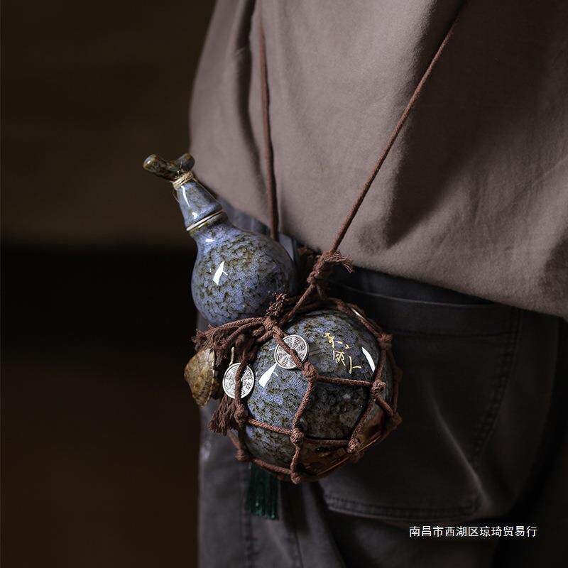 天命人古风葫芦水壶可装热水酒壶密封新款网兜斜跨肩便携老式