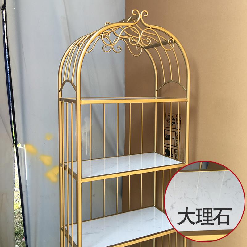 置物架北欧铁艺落地大理石书架多层客厅收纳层架轻奢网红卧室展示