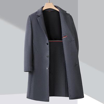 男士高端双面羊绒大秋爸冬领季长款西装羊毛衣呢风衣中年3158-PP