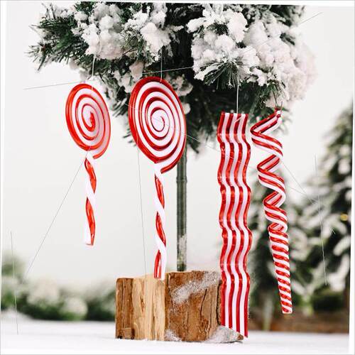 Christmas red and white candy pendant lollipop pendant