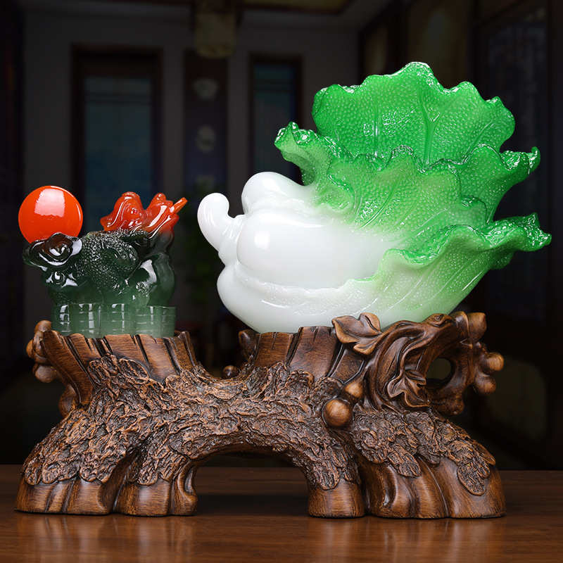 大号开业玉礼品店铺财源广白菜家居摆件装饰品进工艺品送礼办公室