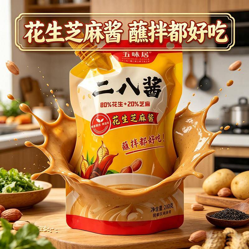 二八火锅蘸料芝麻花生酱老北京二八酱火锅热干面拌面酱混合酱麻酱