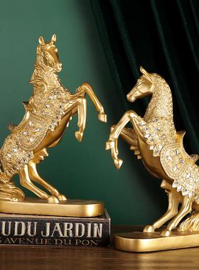 招财金马摆件客厅电视柜酒柜装饰品样板房办公室桌面摆设开业礼物