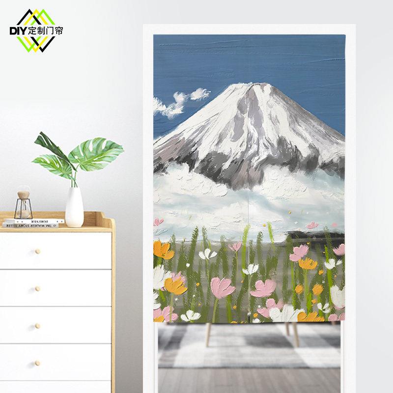 ins北欧小清新风景油画门帘家用卧室厨房隔断帘卫生间魔术贴挂帘