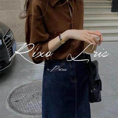 RIXO LRIS法式复古咖色灯芯绒长袖衬衫女春秋高级感气质纯色上衣