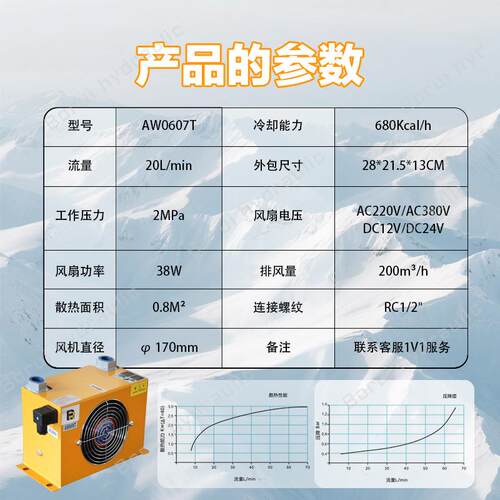 AW0607T风冷式液压散热器散热面积大12V24V220V/380V可选源头工厂