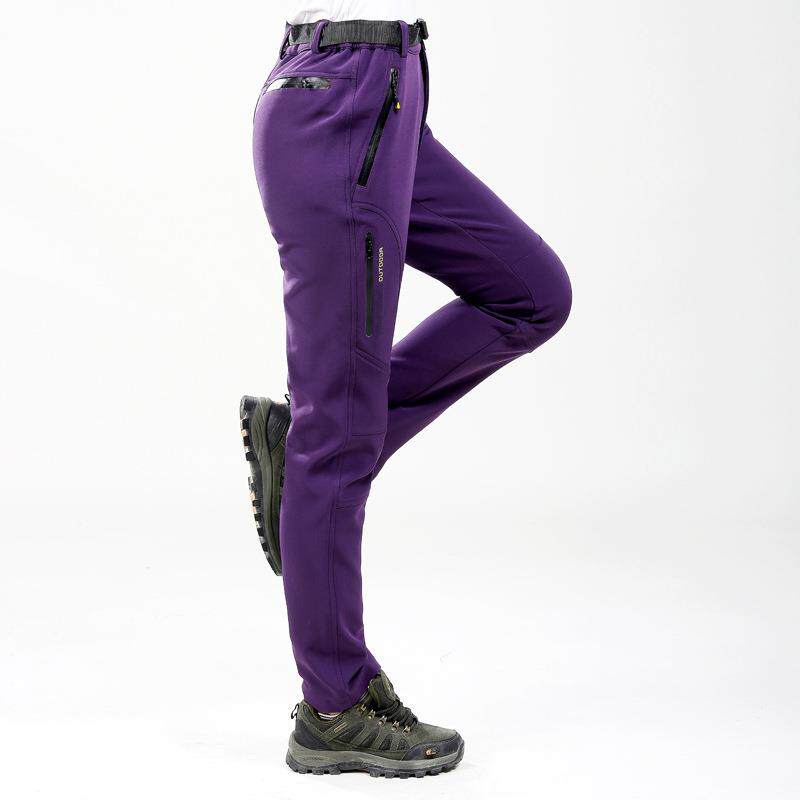 厂家冬季新款户外软壳防水保暖情侣加绒冲锋裤男大码运动登山裤女