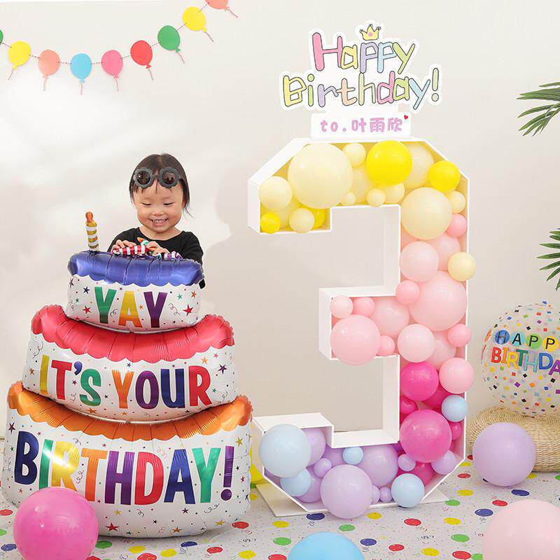 ins网红生日数字气球男女孩3儿童2宝宝5周岁拍照派对装饰场景布置