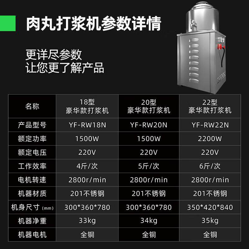 猛世肉丸打浆机全自动商用成型猪肉牛肉鱼丸肉泥电动绞碎打肉浆机
