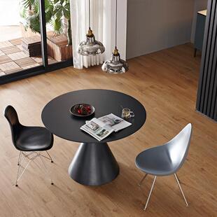 细脖子创意餐桌板现代简轻奢圆桌约岩椭圆饭 个性 星友居馆家