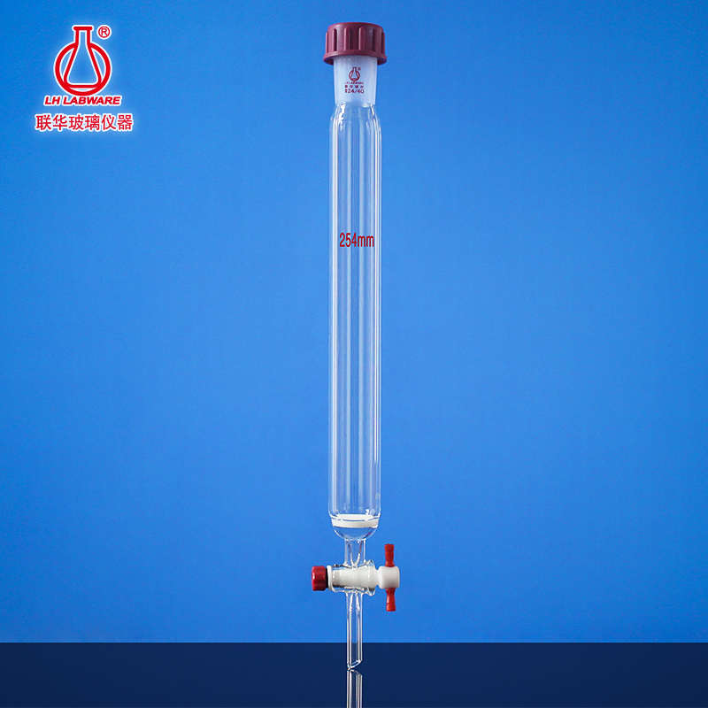 小规格类螺纹磨口砂板层析柱四氟节门RODAVISS磨口联华玻璃LH-5