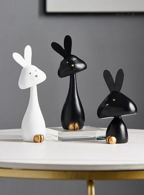 酒柜装饰品兔子摆件轻奢创意客厅电视柜家居桌面摆设书架现代简约