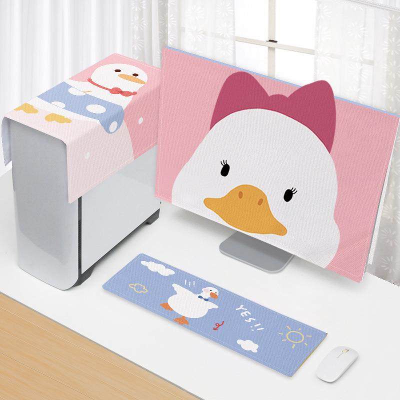 电脑防尘三件套家用可爱立体台式显示器键盘防尘布防尘盖巾