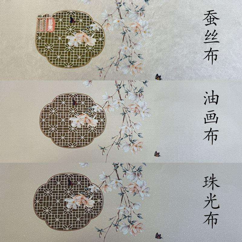 花鸟屏风折叠移动中式客厅布艺办公室酒店茶室花鸟双面不透折屏